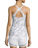Inca Double-Layer Drawstring Shorts, White Peru Print