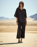 Pima Kimono-Sleeve Tunic, Black