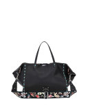 Tree of Life Large Reversible Tote Bag, Black Multi