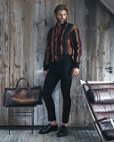 Striped Wool-Blend Bomber Jacket, Brown