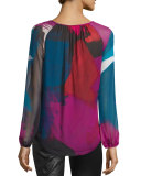 Saylor Abstract-Printed Peasant Blouse