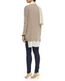 Sleeveless Mandarin-Collar Sheer Tunic 