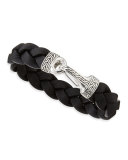 Men's Classic Chain Leather Hook Bracelet, Black 