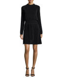 Isabelle Long-Sleeve Metallic Fit-&-Flare Dress 
