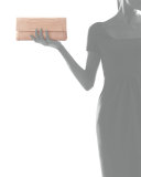 Gotham Crocodile Flap Clutch Bag, Nude Matte