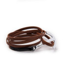 Men's Two-Tone Leather Anchor Bracelet, Brown/Black