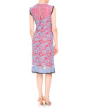 Harry Sleeveless Lace Dress, Provence Blue/Red