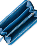 Saffiano Leather Oro Zip-Around Wallet, Light Blue (Mare)