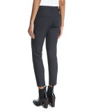 Slim-Leg Monili-Trim Cropped Pants, Anthracite