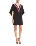 Beetle V-Neck Colorblock Mini Dress, Multi Colors