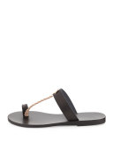 Melpomeni Toe-Ring Sandal, Black/Gold