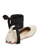 Fallon Lace-Up Ballerina Flat, Modern Ivory