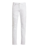 Geno Distressed Moto Jeans, Optic White