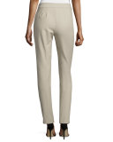 Pintucked Piqué Ankle Pants, Beige