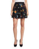 Blaise Floral-Embroidered Lace Mini Skirt
