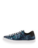 Albert Floral-Print Leather Low-Top Sneakers, Ink
