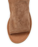 Thalia Slouchy Suede Cutout Flat Sandal, Sand