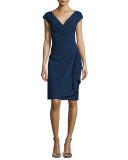 Charis Side-Ruffle Cocktail Dress, Blue Notte