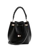 Romy Leather Bucket Bag, Black