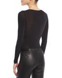Buenos Aires Long-Sleeve String Bodysuit, Black
