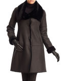Reversible Shearling Belted Stroller Coat