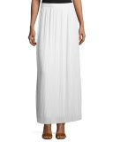 Long Pleated Skirt, White