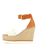 Glyn Canvas & Leather Espadrille Sandal, Cream/Tan