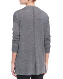 Long-Sleeve Oversized V-Neck Sweater, Gray