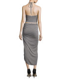 Jaymee Cropped Halter Top, Heather Gray