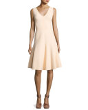 Sleeveless V-Neck Swing Dress, Soft Blush