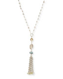 Labradorite & Quartz Tassel Chain Necklace