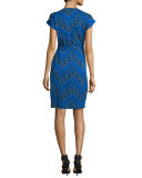 Sascha Dot-Print Wrap Dress, Chevron Dots Blue