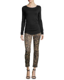 Leopard-Print Skinny Ankle Jeans