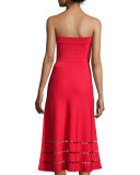 Strapless Fit-and-Flare Ponte Dress, Red