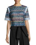 Ophell-C Chevron Lace Crop Top, Multicolor