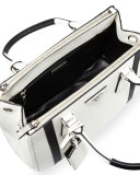 Bicolor Saffiano Lux Tote Bag, White/Black (Bianco/Nero)