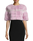 Beaded Mink Fur Bolero, Pale Pink