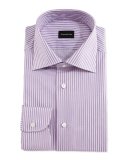 Striped Woven Dress Shirt, Raspberry