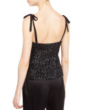 Eve Sequined V-Neck Bustier, Black
