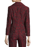 3/4-Sleeve Two-Button Jacquard Jacket, Marsala