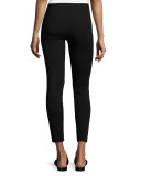 Ponte Zip-Cuff Reflex Leggings, Black