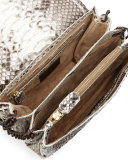 Python/Crocodile Small Double-Chain Shoulder Bag, Natural/Brown
