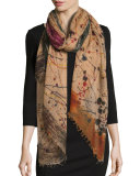 Woven Splatter-Print Scarf, Multicolor