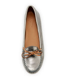 Vasbo Leather Bow Moccasin, Antique Brass