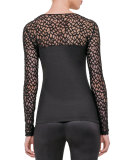 Long-Sleeve Applique Top, Black