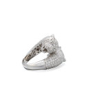 18K White Gold Panther Bypass Ring with Diamonds, Size 6.5