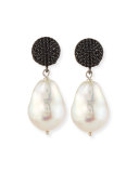 Baroque Pearl & Black Spinel Earrings