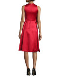 Sleeveless Twill Pleated-Front Dress