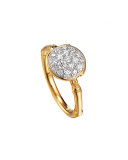 Bamboo 18k Gold Diamond Round Ring, Size 7