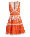 Bridget Paneled Lace A-Line Dress, Tangerine